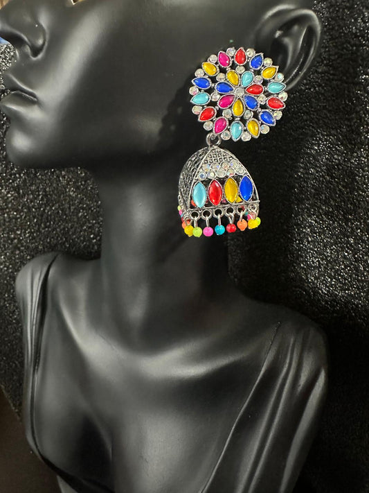 Beautiful Jhumka Colorful Earrings - Multi Colors