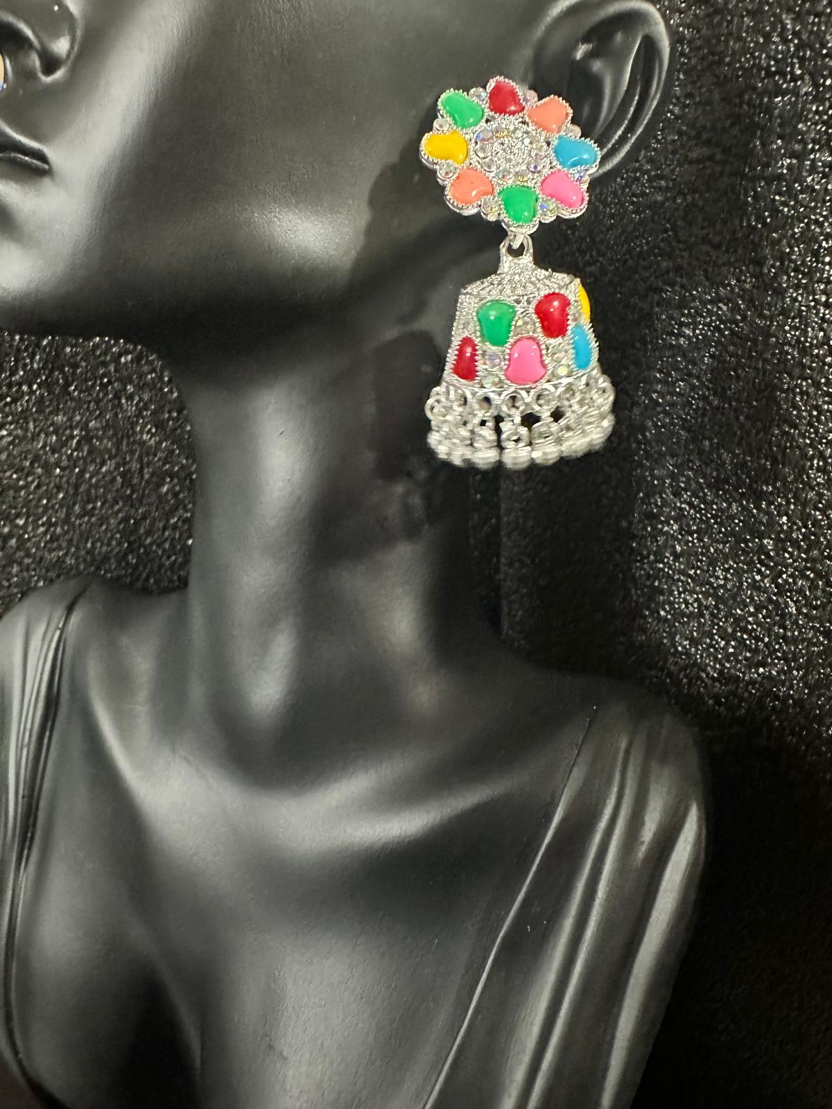 Beautiful Jhumka Colorful Earrings - Multi Colors