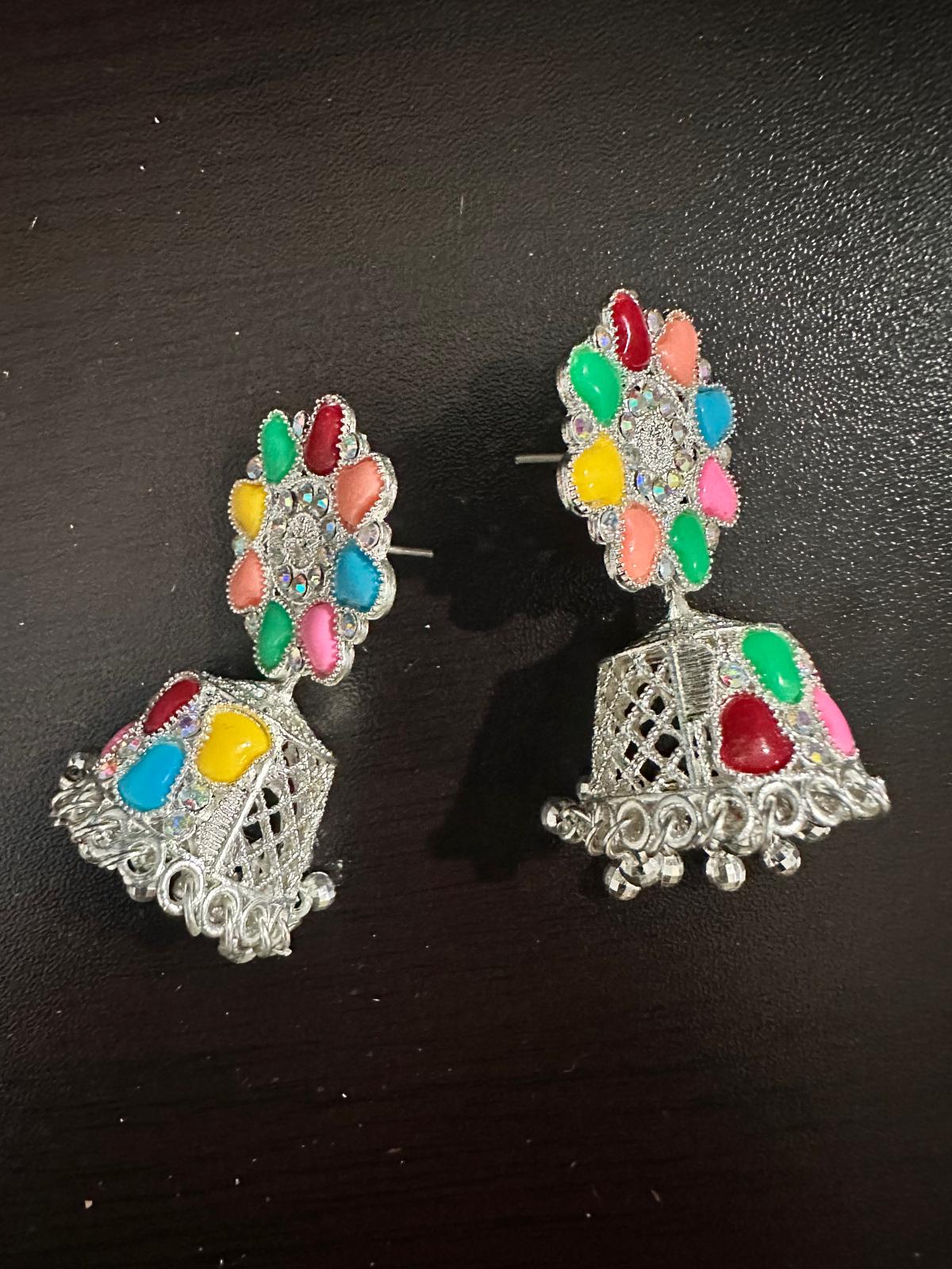 Beautiful Jhumka Colorful Earrings - Multi Colors