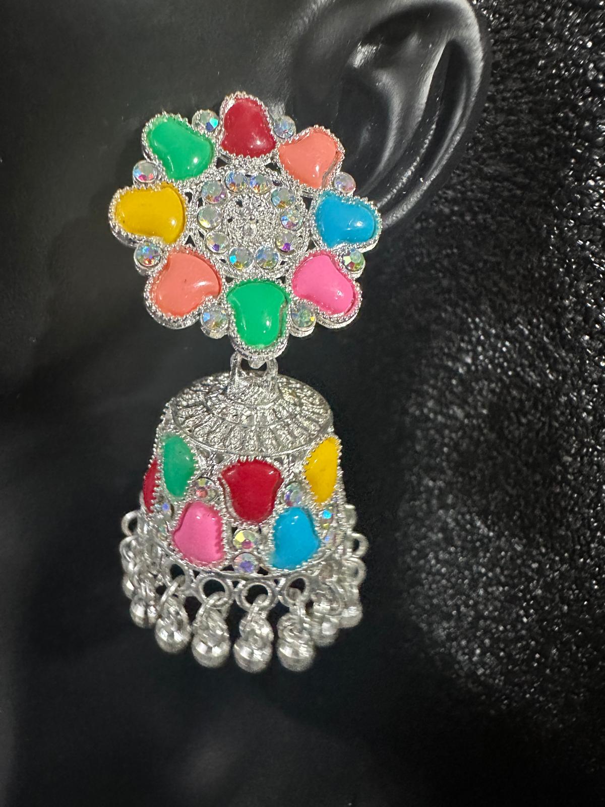 Beautiful Jhumka Colorful Earrings - Multi Colors