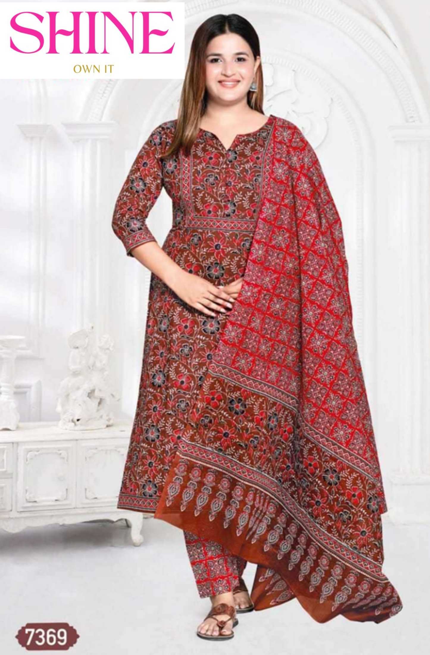 100% Cotton Plus Size Salwar Kameez - Singapore Airlines Color Combo