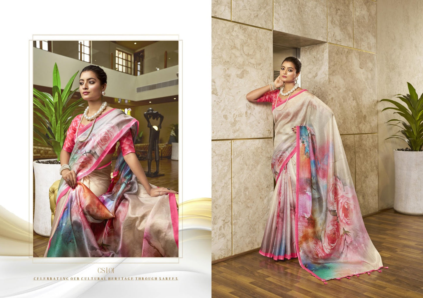 CUBIC SILK WEIGHTLESS SOFT COTTON SAREES WITH RUNNING BLOUSE