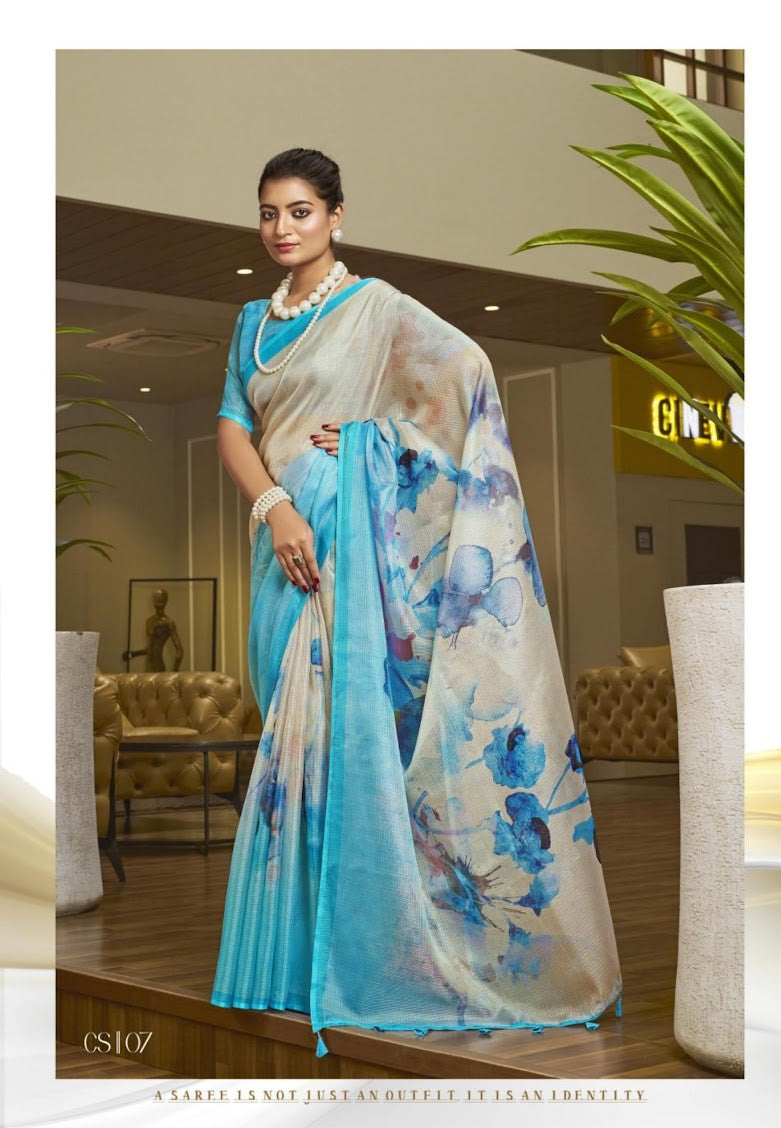 CUBIC SILK WEIGHTLESS SOFT COTTON SAREES WITH RUNNING BLOUSE