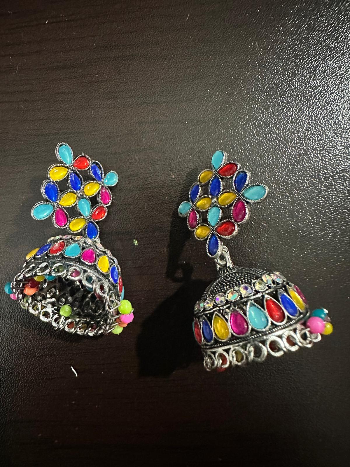 Beautiful Jhumka Colorful Earrings - Multicolored