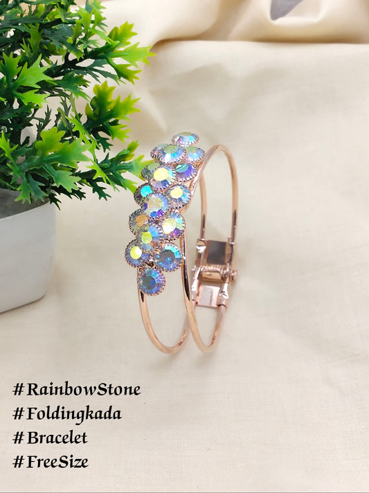 1PCS FOLDING KADA IN RAINBOW STONE