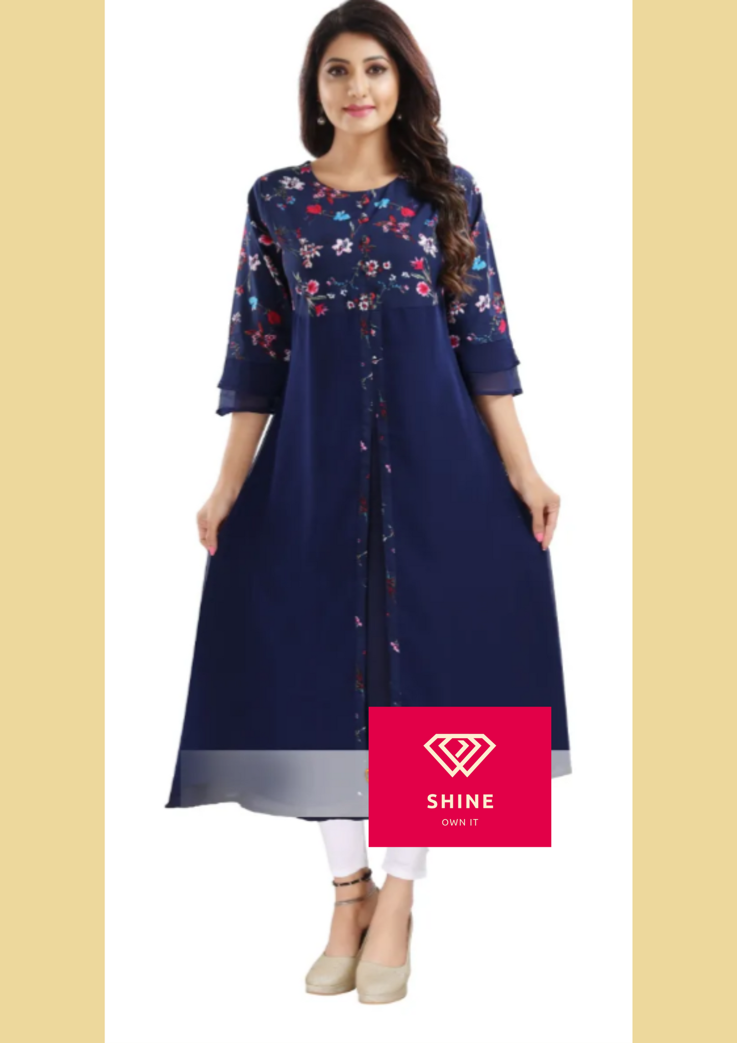 BLUE GEORGETTE FLARED LONG KURTI