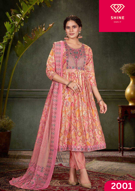 Muslin Print Nayra Cut Fully Stitch Salwar Kameez