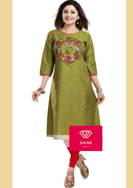 Ethnic Green Raw Silk Tunic for Formal Occasions