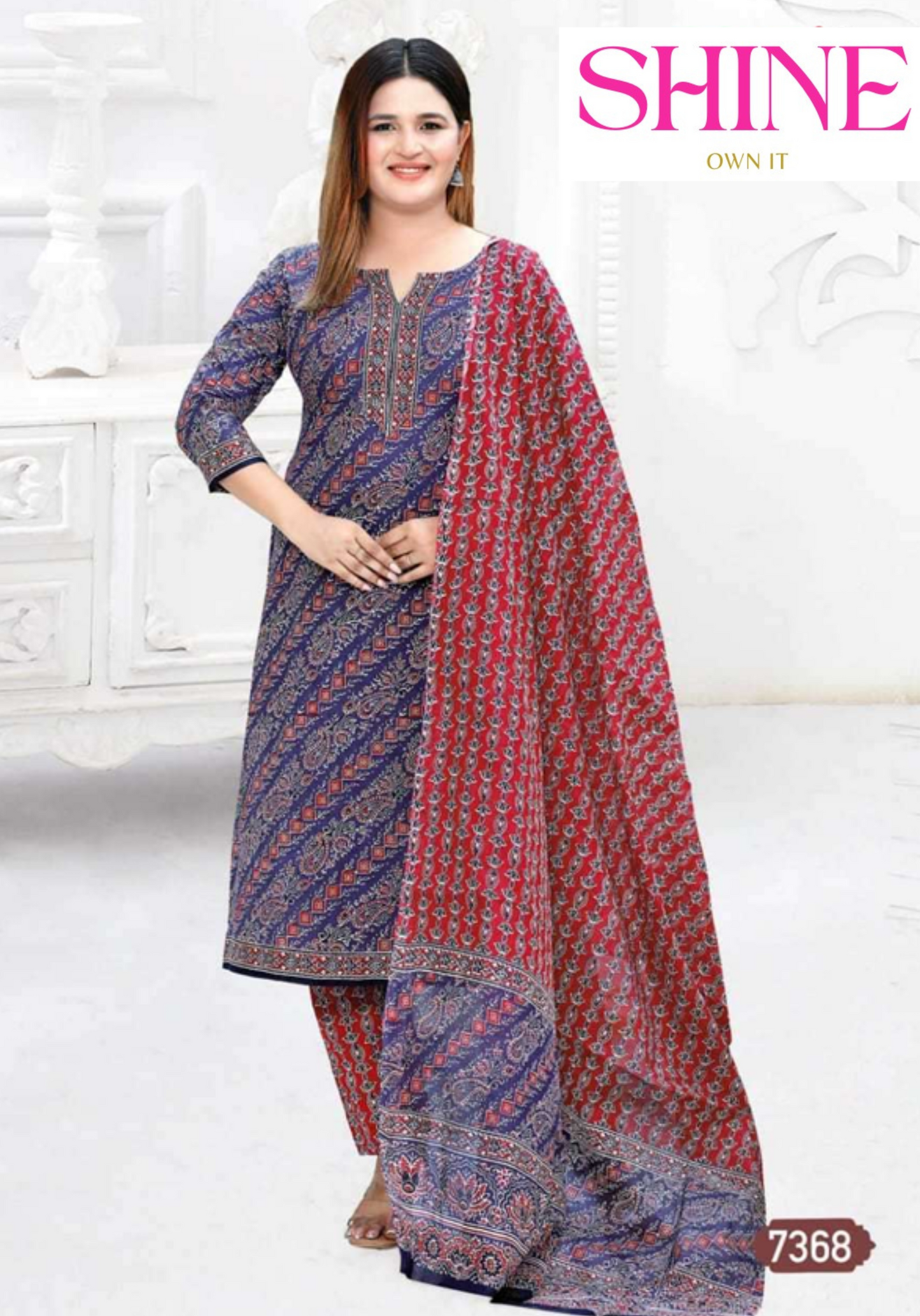 100% Cotton Plus Size Salwar Kameez - Singapore Airlines Color Combo