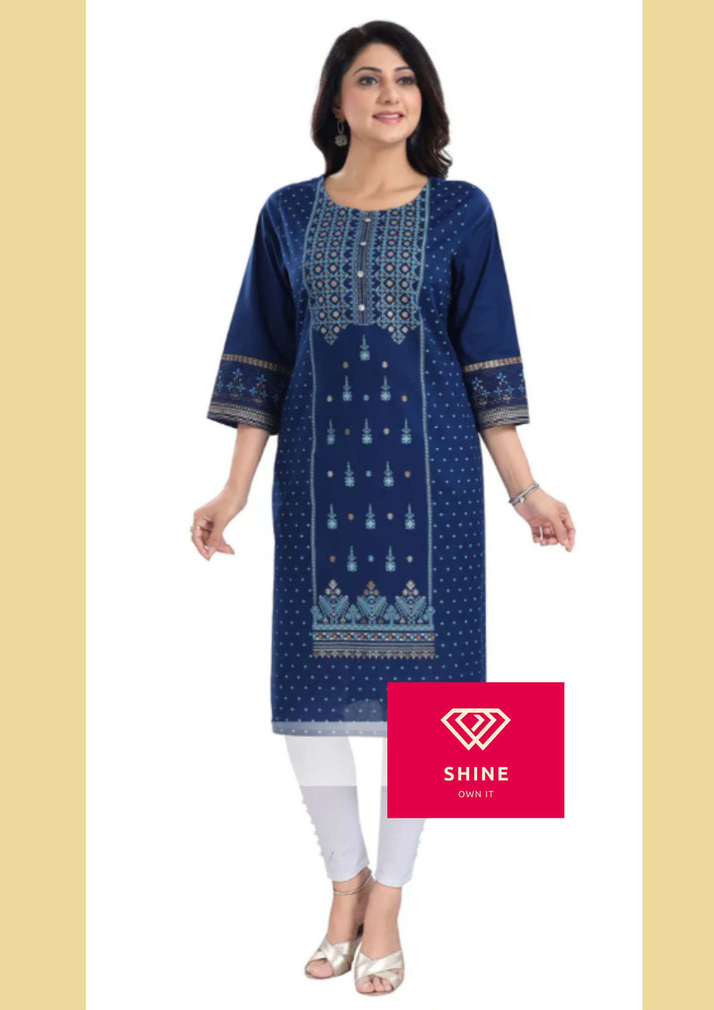 Bombastic Blue Green Rayon Print Long Kurta For Women