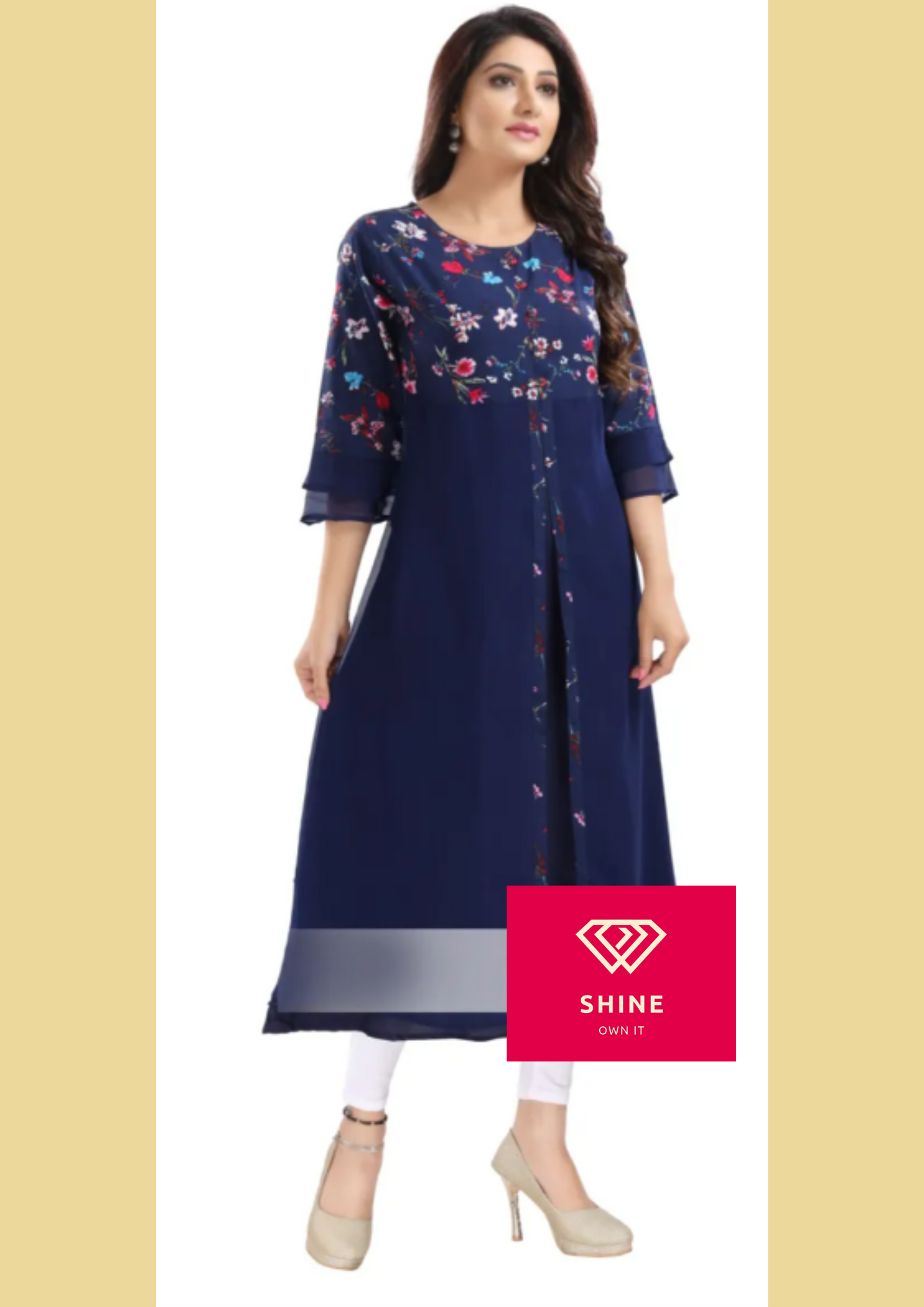 BLUE GEORGETTE FLARED LONG KURTI