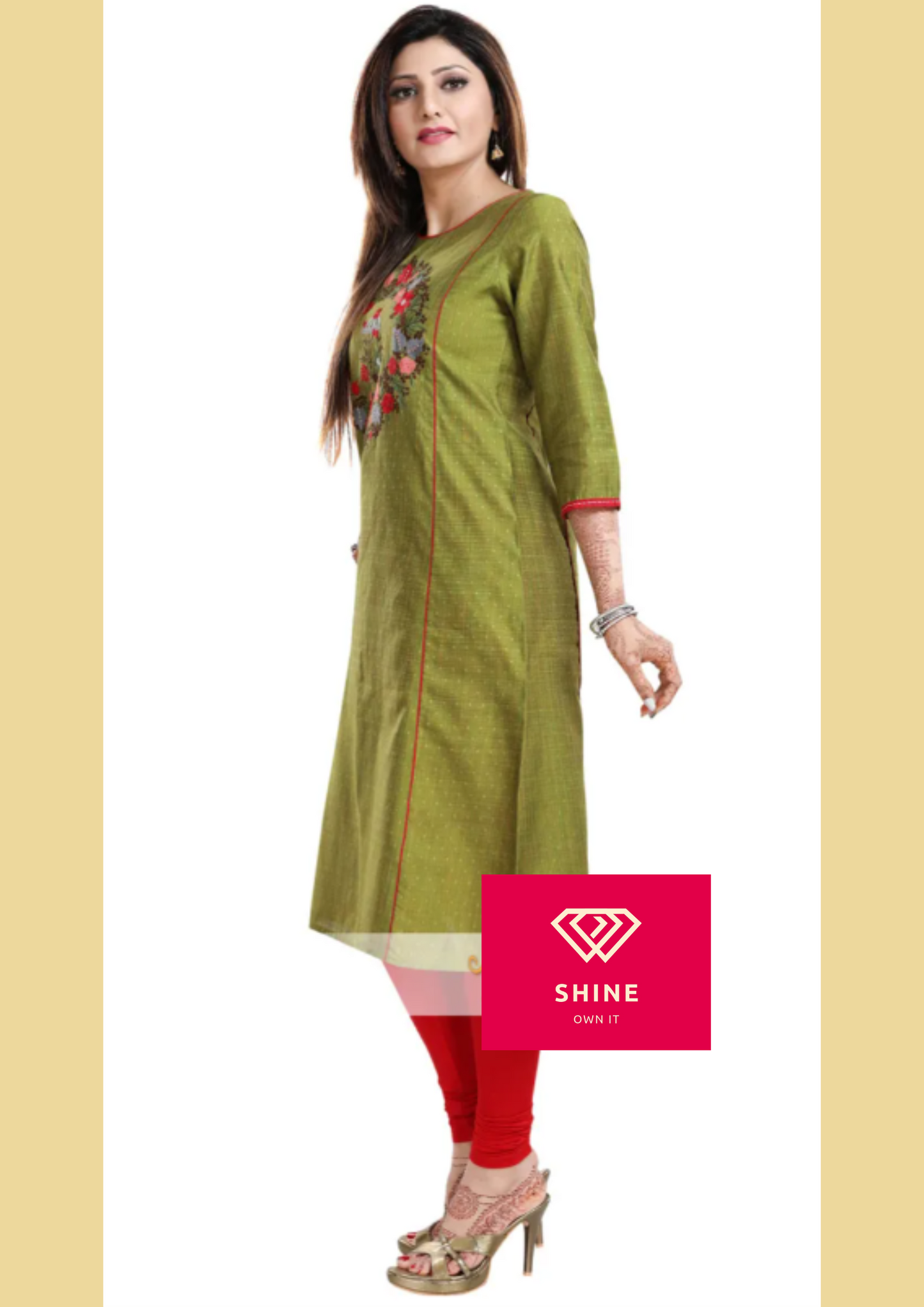 Ethnic Green Raw Silk Tunic for Formal Occasions