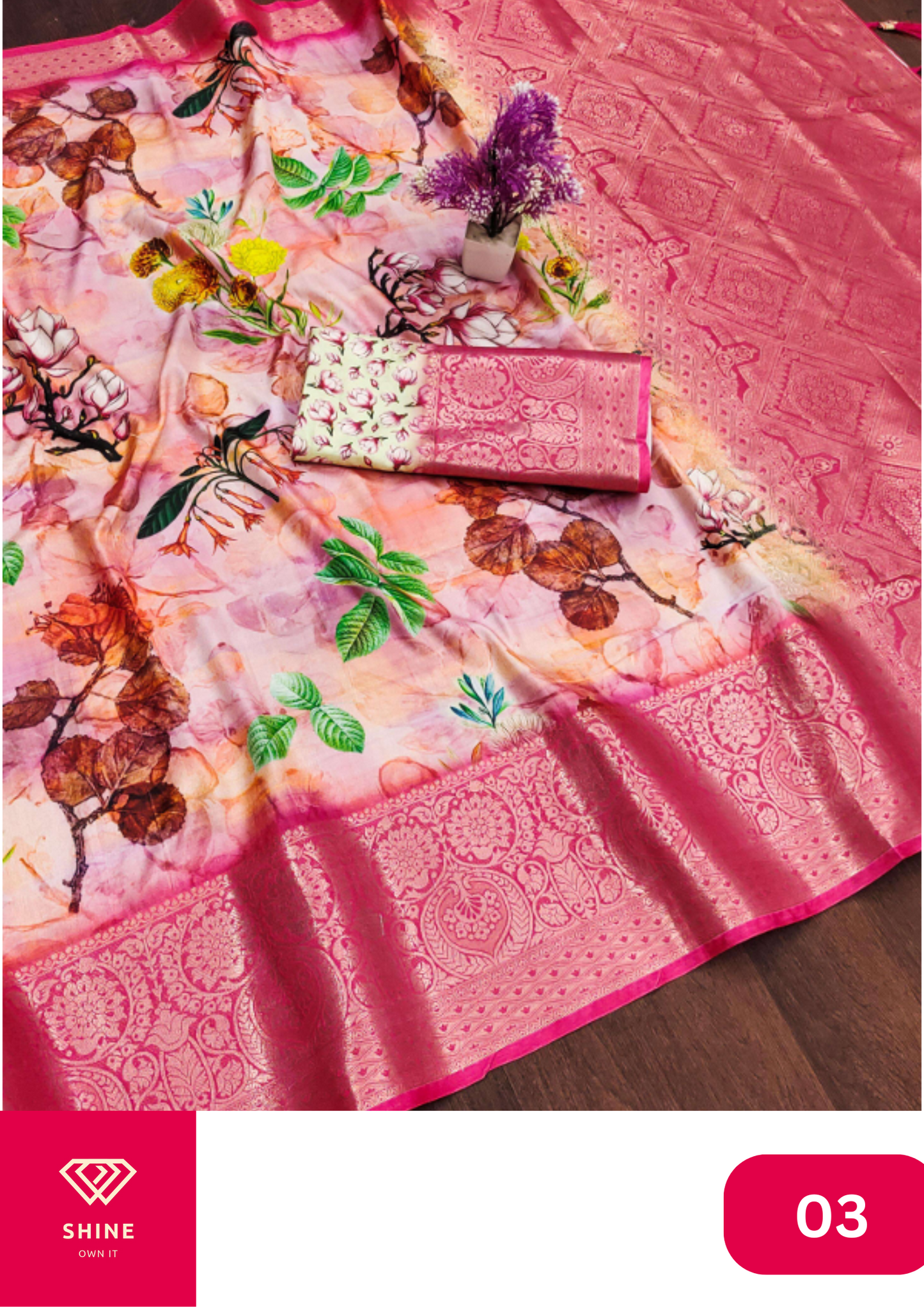 Soft Dolla Silk Flowery Print Designer Party Wear Saree