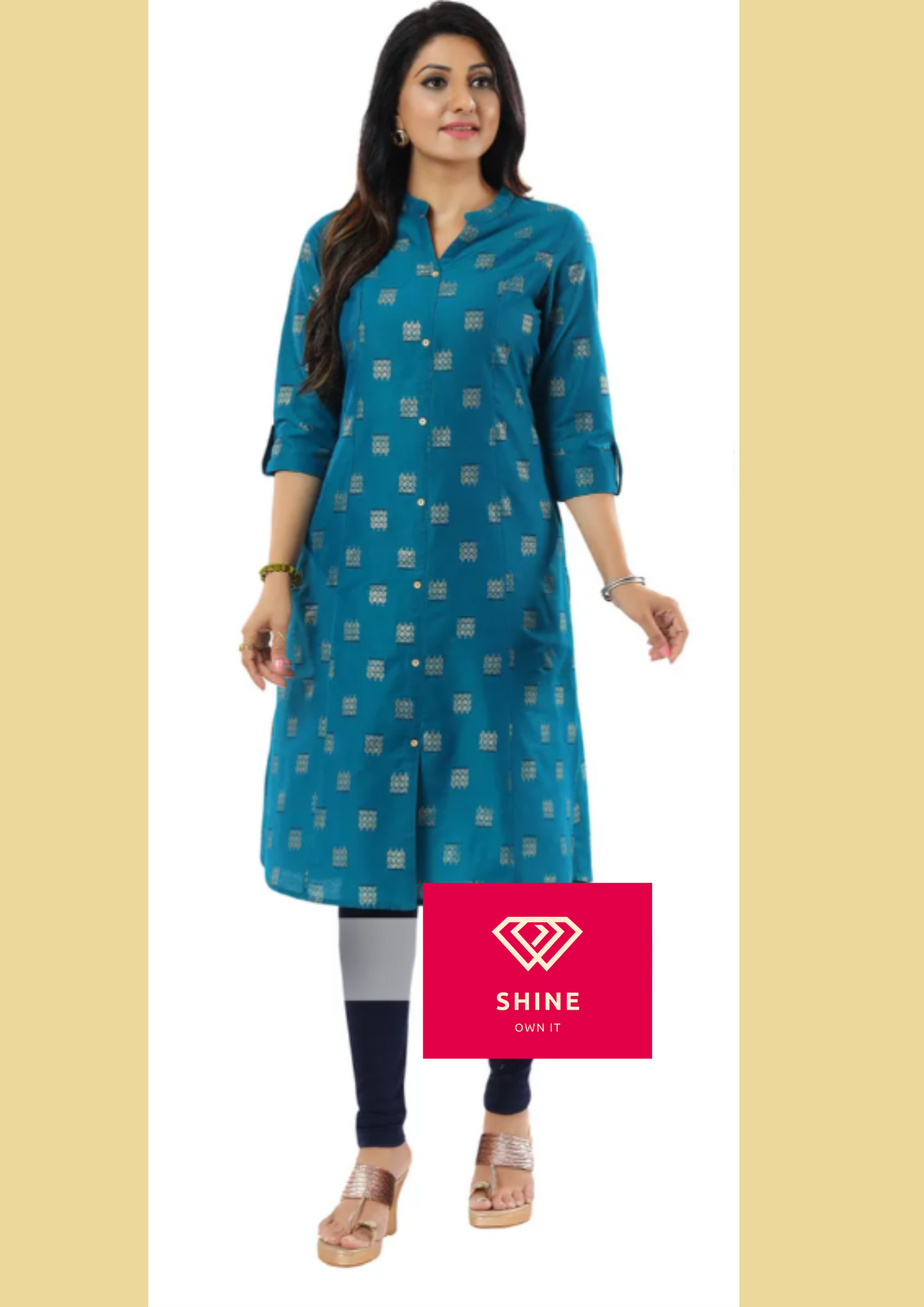 Pleasing Peacock Cotton Silk Print Long Kurta For Women