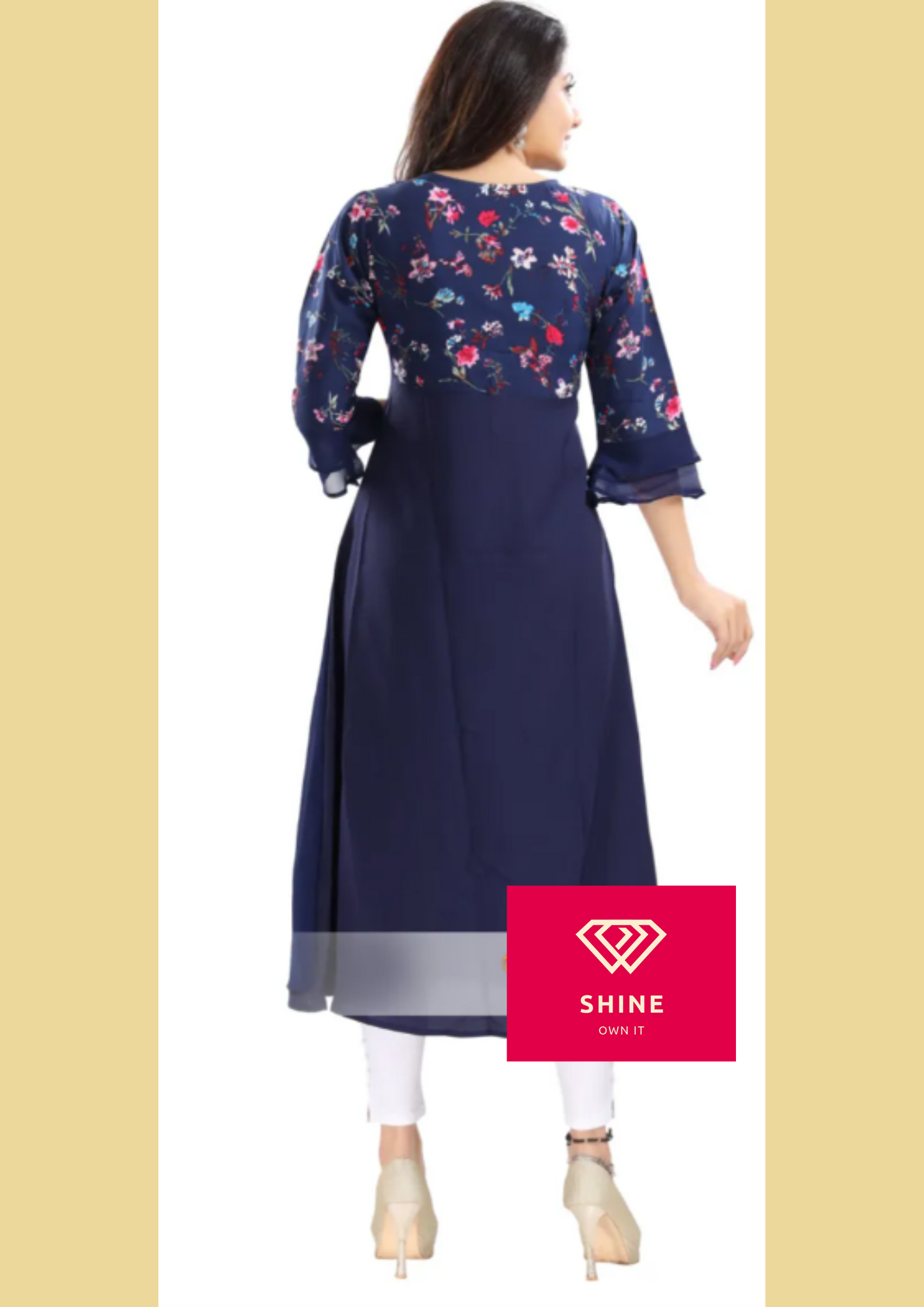 BLUE GEORGETTE FLARED LONG KURTI