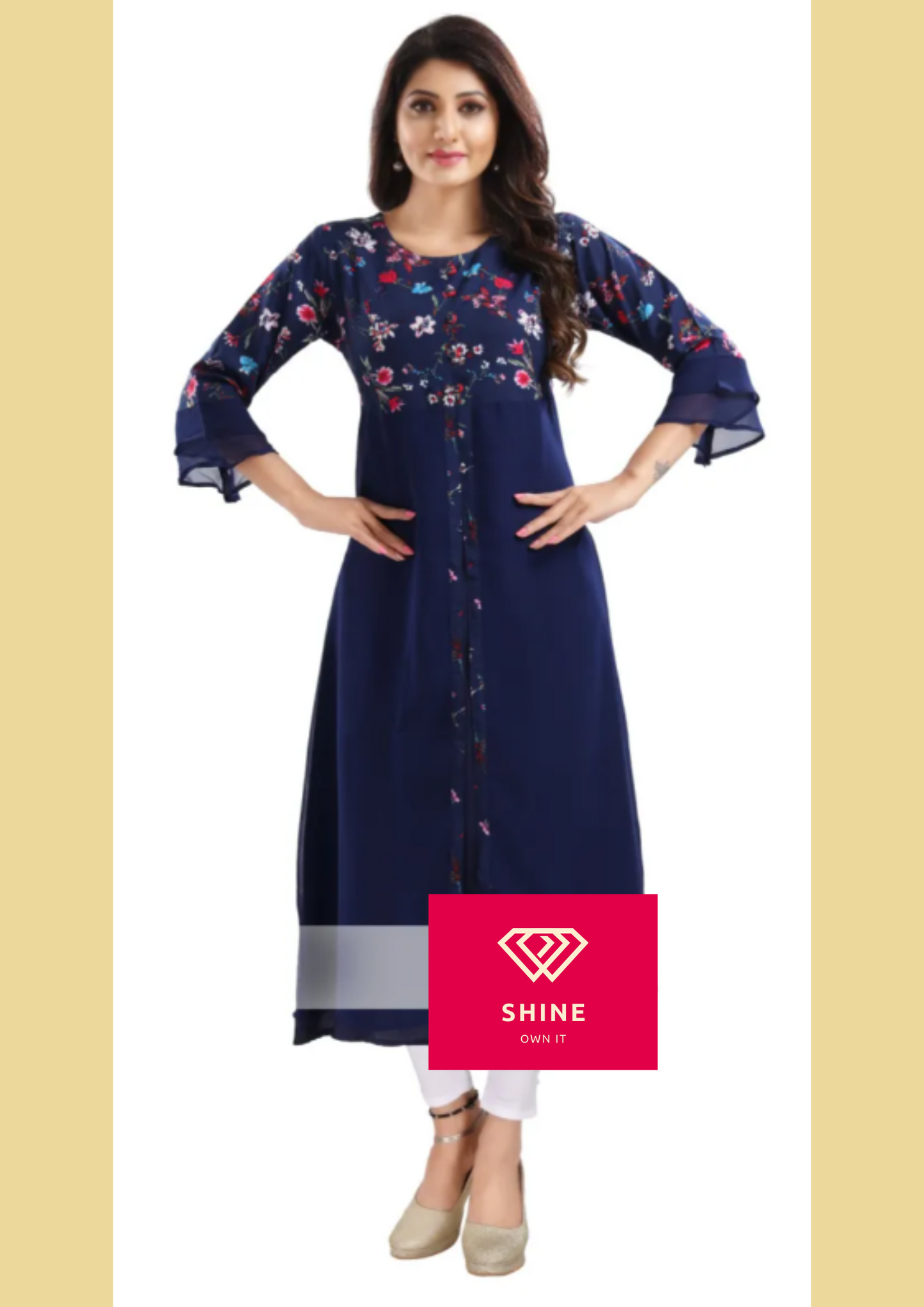 BLUE GEORGETTE FLARED LONG KURTI