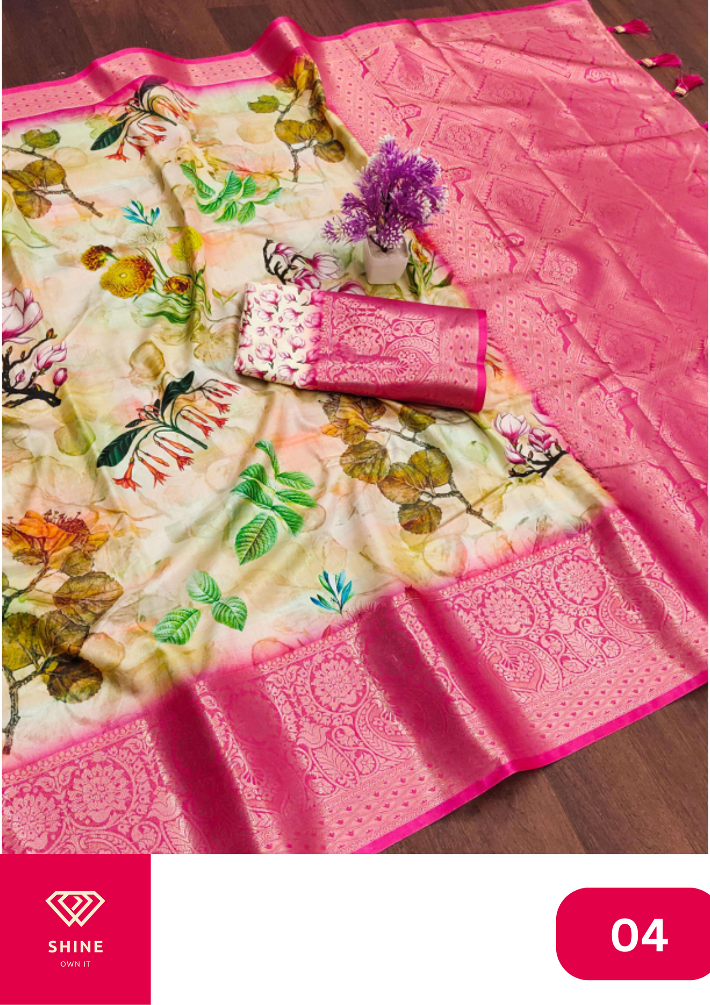 Soft Dolla Silk Flowery Print Designer Party Wear Saree