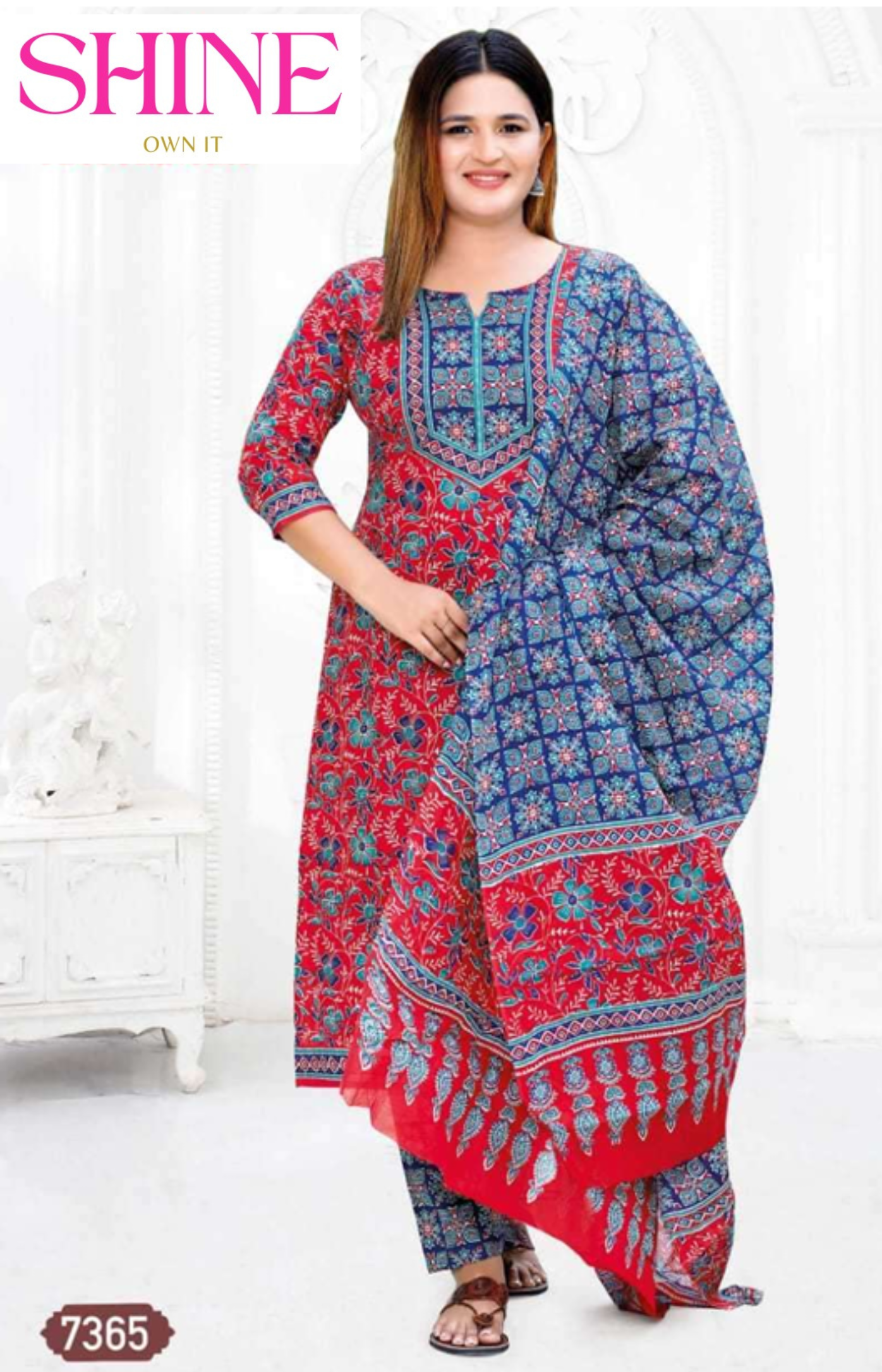 100% Cotton Plus Size Salwar Kameez - Singapore Airlines Color Combo