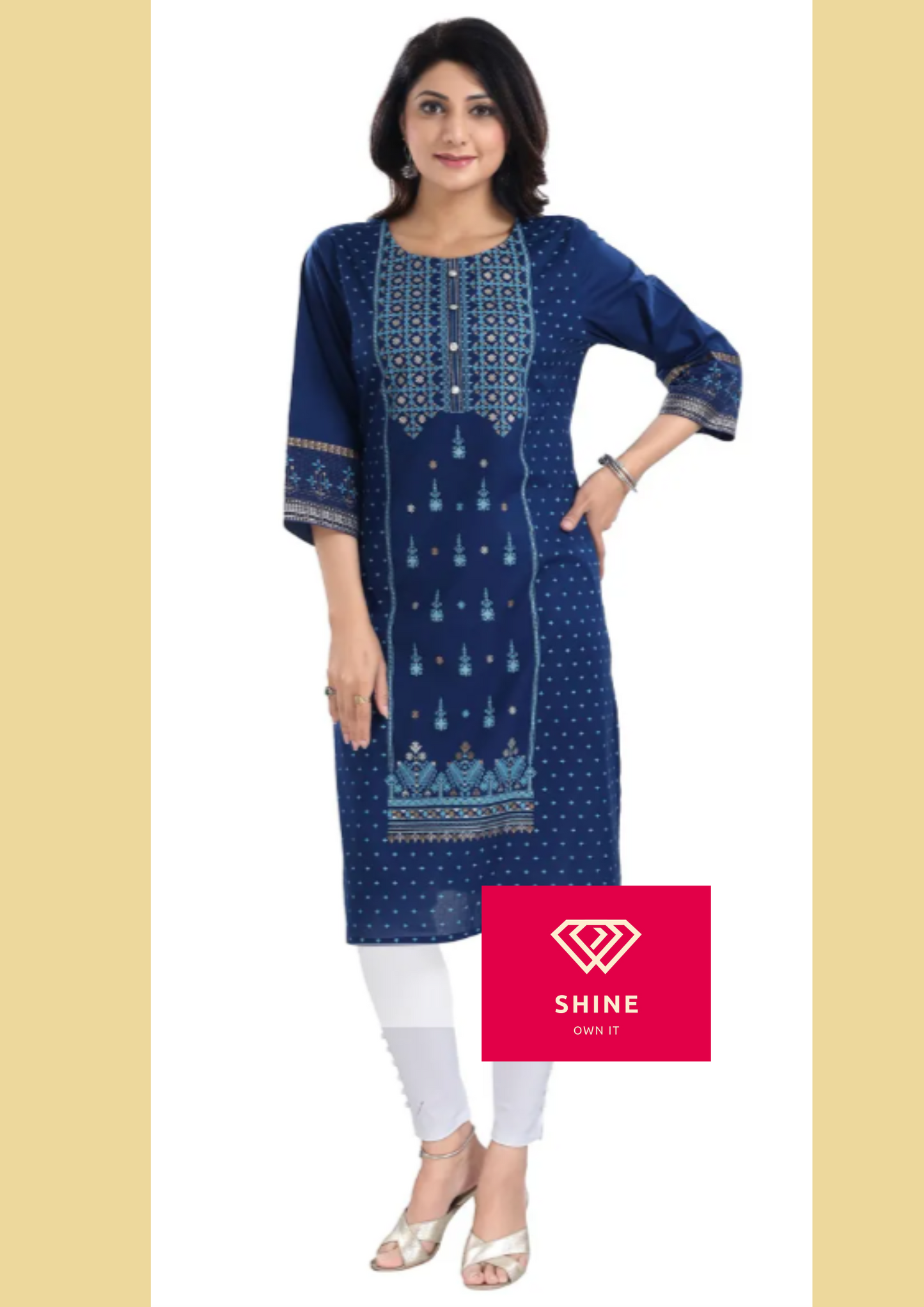 Bombastic Blue Green Rayon Print Long Kurta For Women