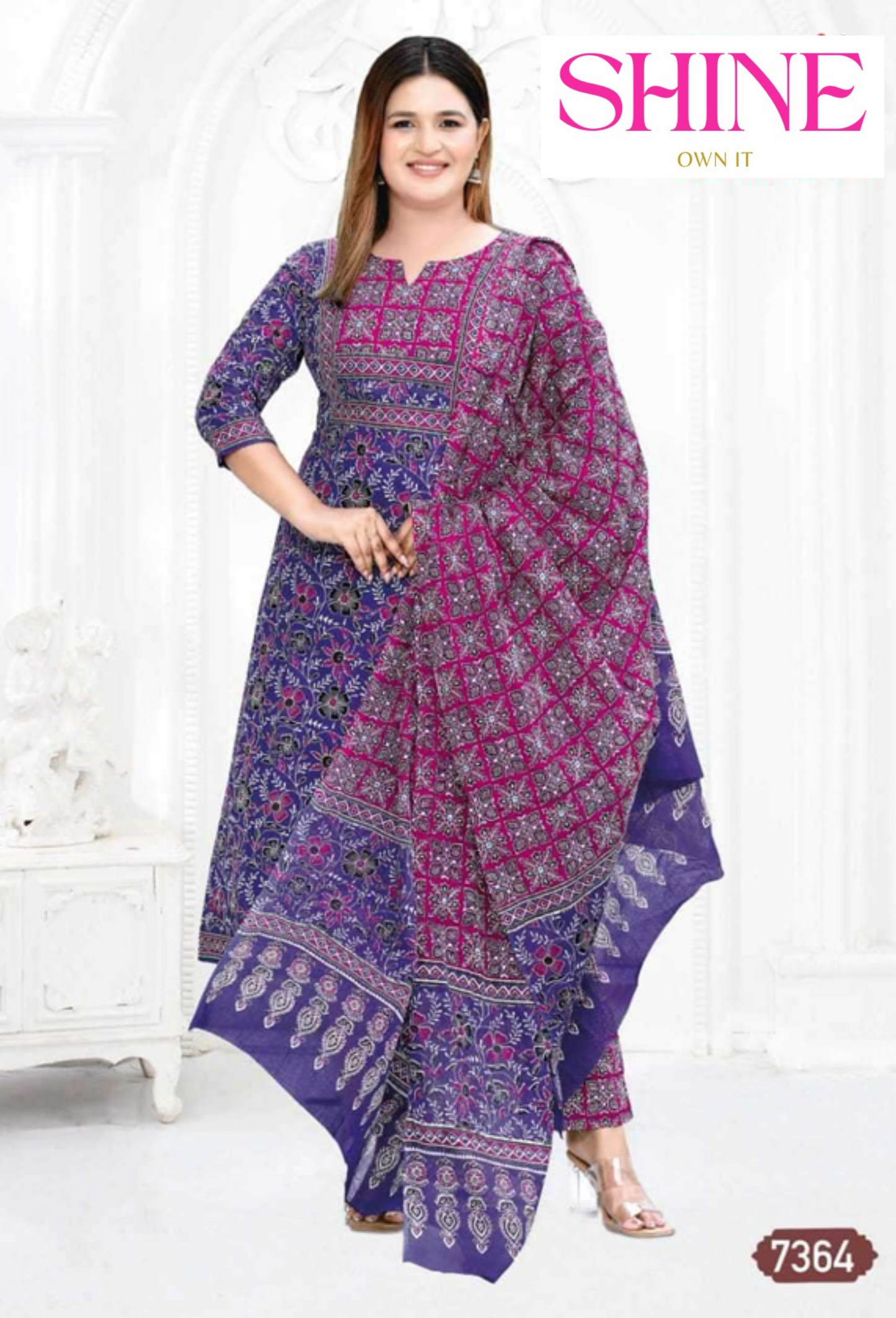 100% Cotton Plus Size Salwar Kameez - Singapore Airlines Color Combo