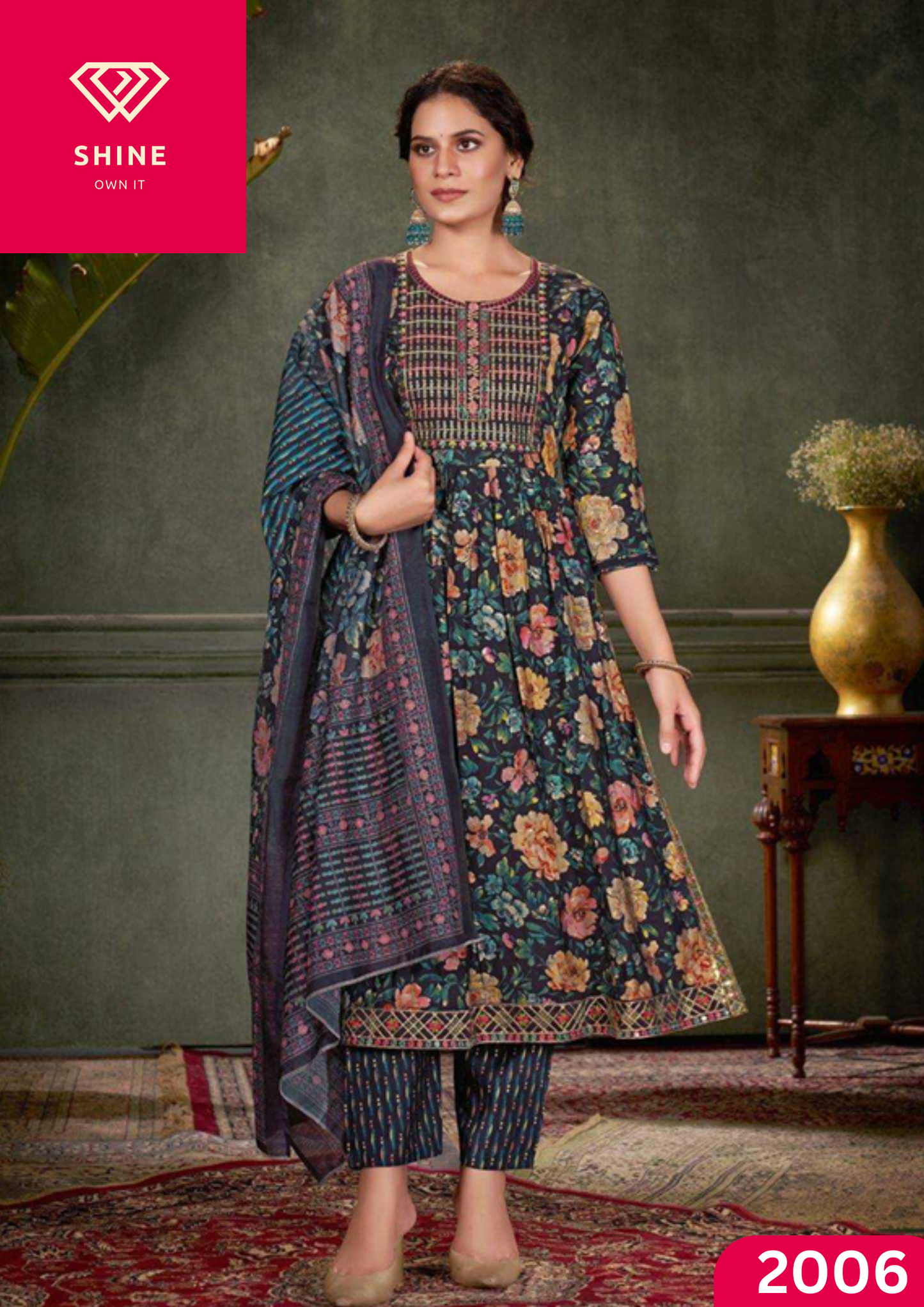 Muslin Print Nayra Cut Fully Stitch Salwar Kameez