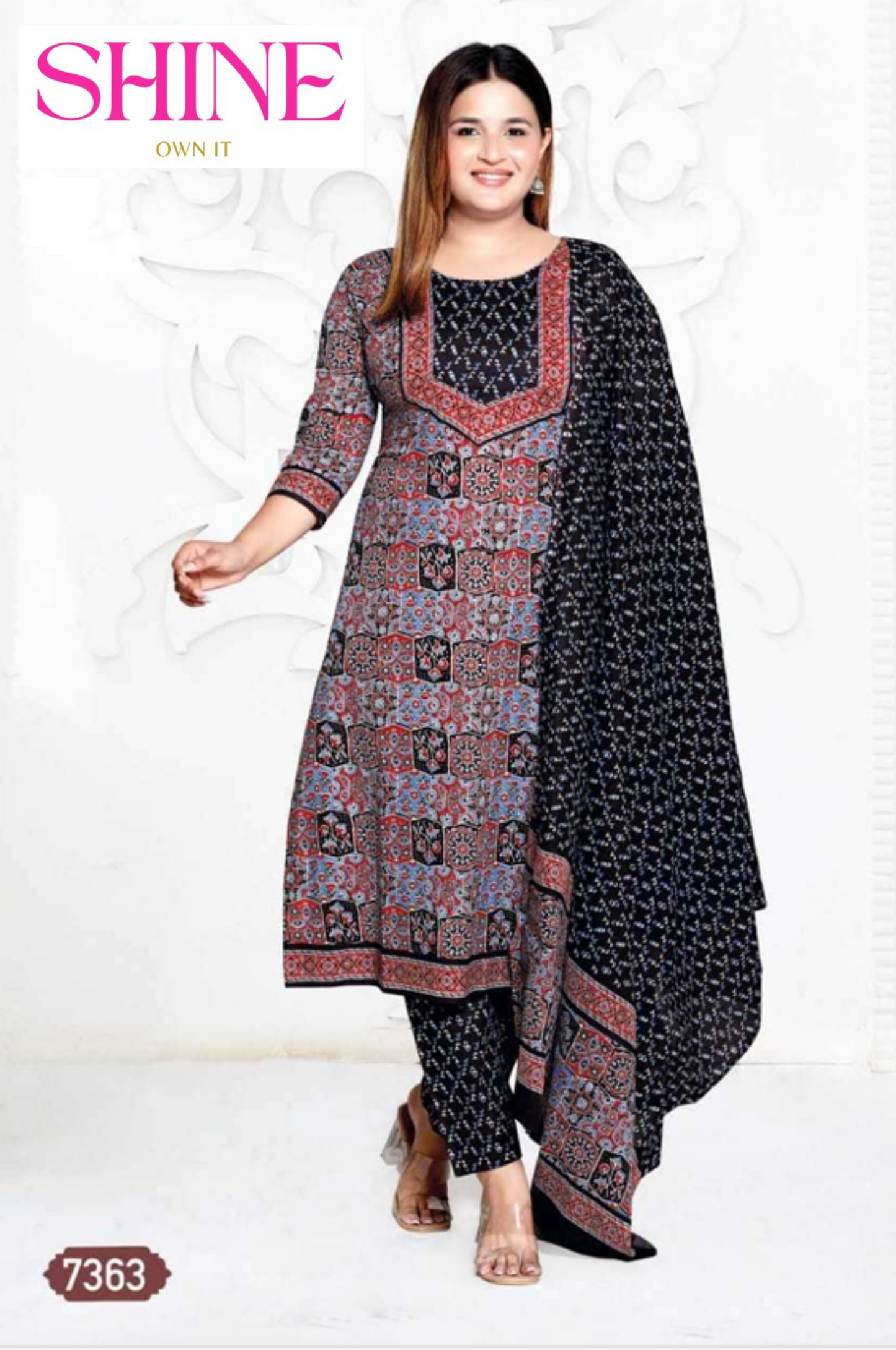 100% Cotton Plus Size Salwar Kameez - Singapore Airlines Color Combo