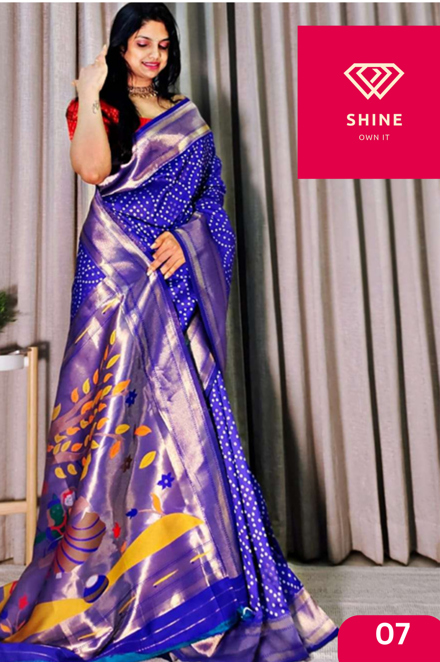 HANDLOOM SILK WITH PAITHANI PRINTED PALLU DESIGNER SAREE