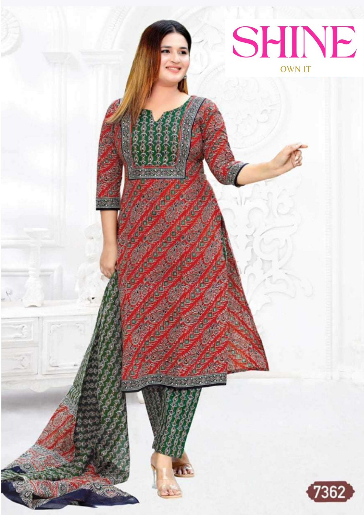 100% Cotton Plus Size Salwar Kameez - Singapore Airlines Color Combo