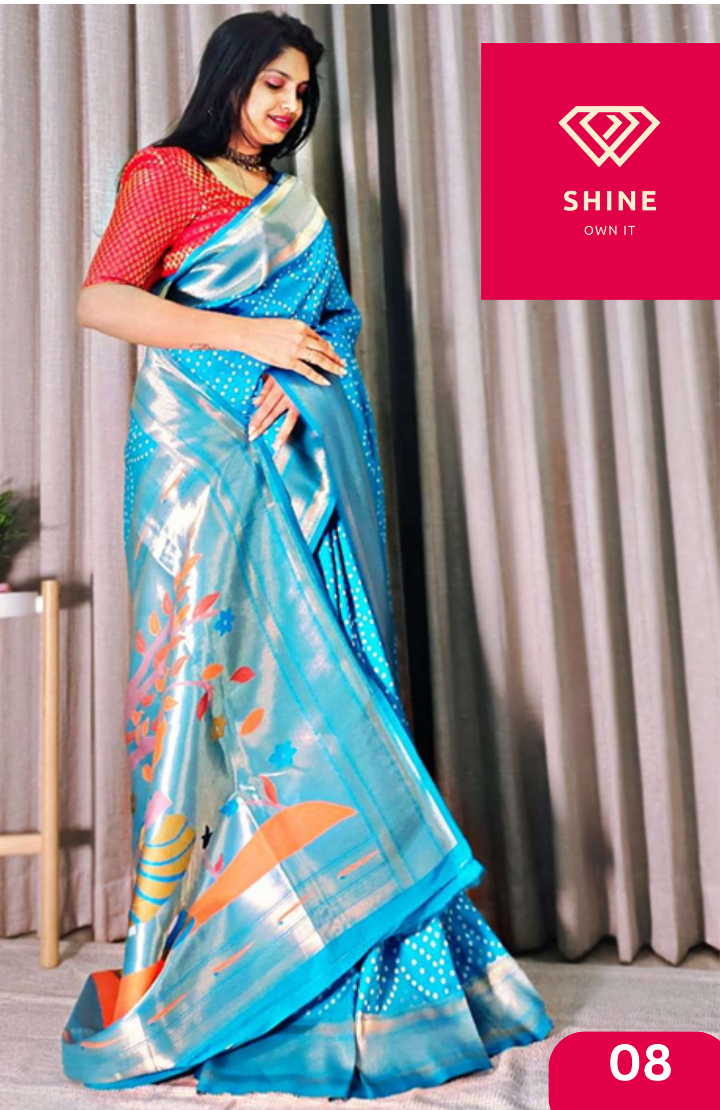 HANDLOOM SILK WITH PAITHANI PRINTED PALLU DESIGNER SAREE