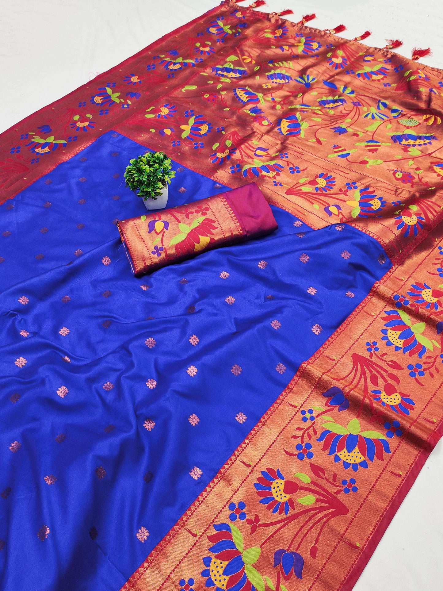 BEUTIFUL ROYAL BLUE SHADES PAITHANI SAREE (NEETA AMBANI STYLE)