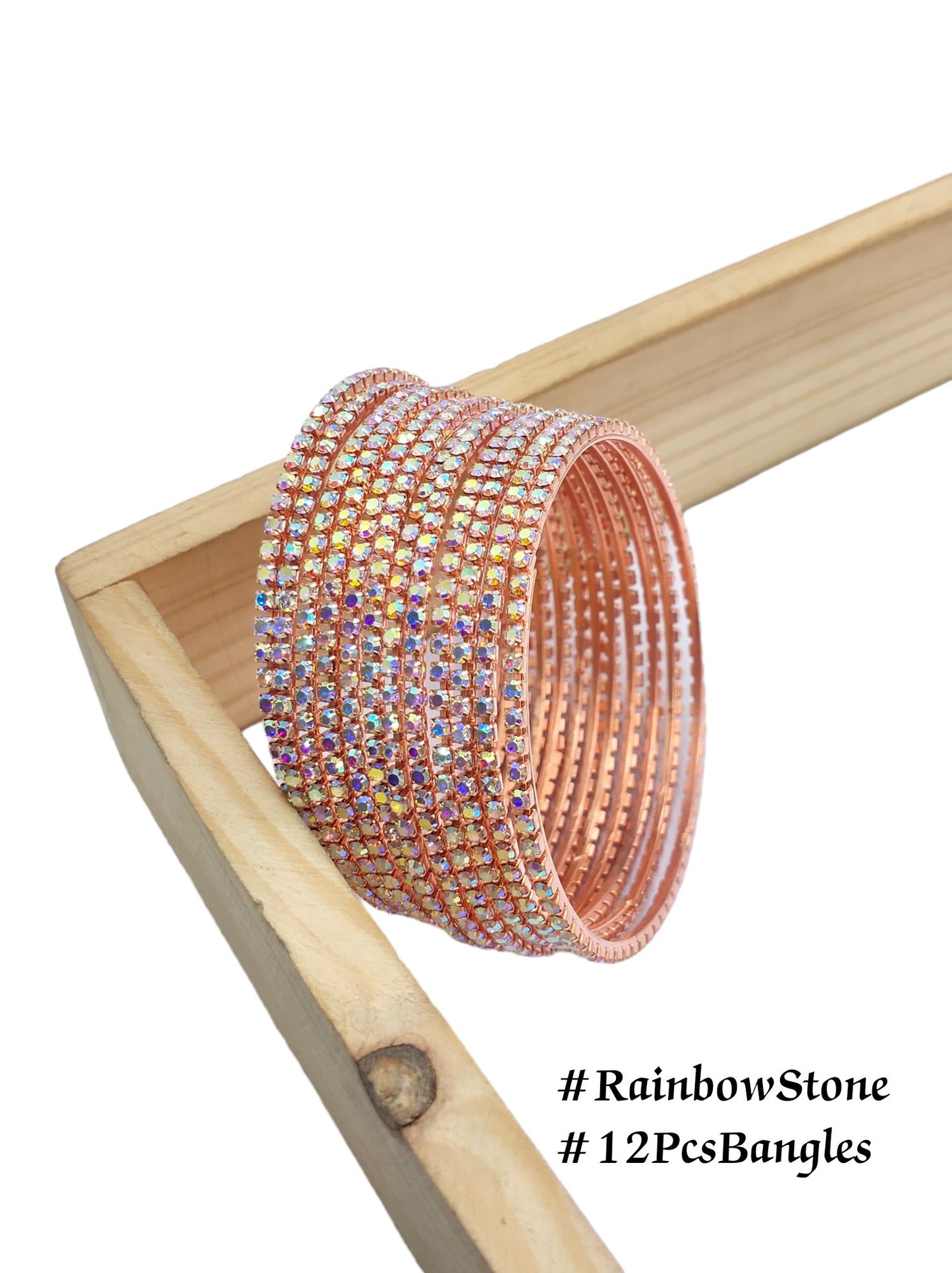 12PCS RAINBOW BANGLES FOR WOMEN AND GIRLS IN ROSE