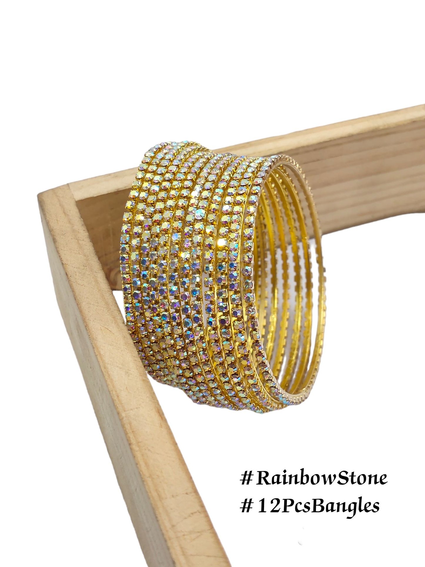 12PCS RAINBOW BANGLES FOR WOMEN AND GIRLS IN GOLDEN